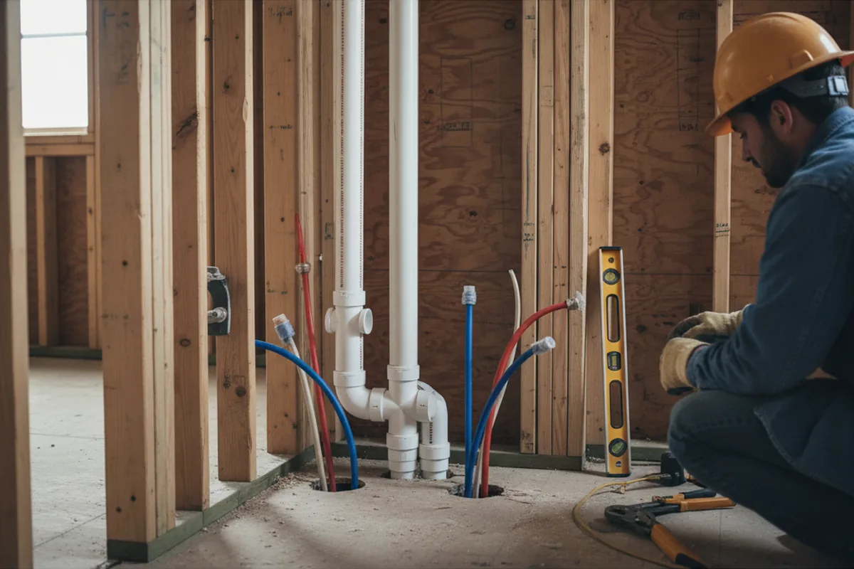 Drain and supply rough-in during Leak Detection in Purlear