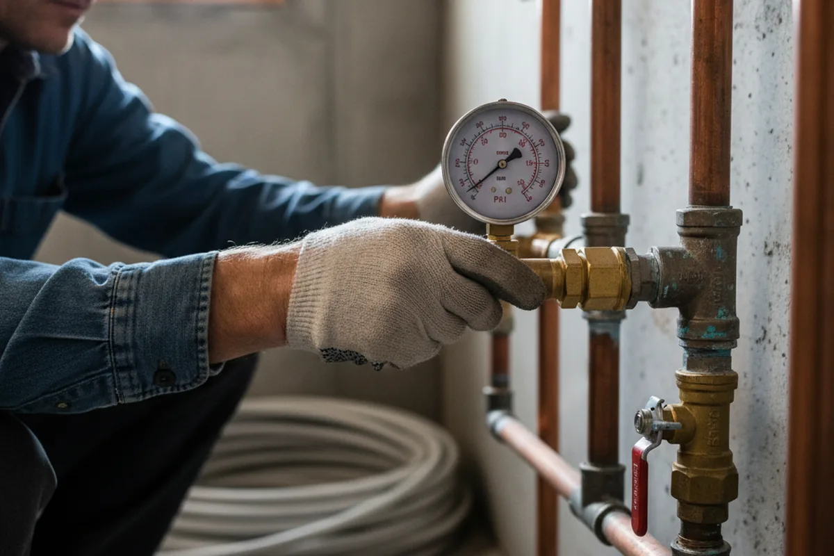 Pressure testing a repaired line during Water Line Repair in Purlear